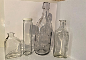Vintage Medicine Bottles clear Glass Citrate Magnesia Illinois Flask early 1900s