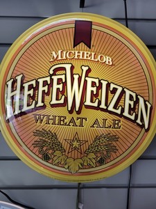 Vintage Michelob HefeWeizen Beer Lighted Sign 15" Diameter 1999