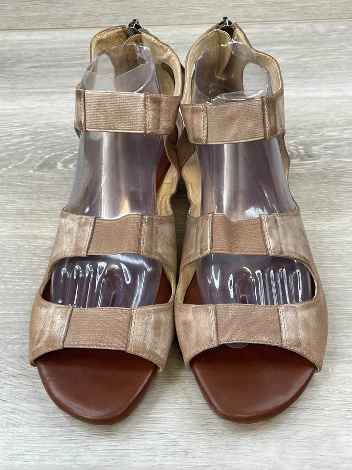 Matt Bernson 女式 10 棕色露背皮革凉鞋流苏拉链波西米亚露趾 — 第 3/4 张图片