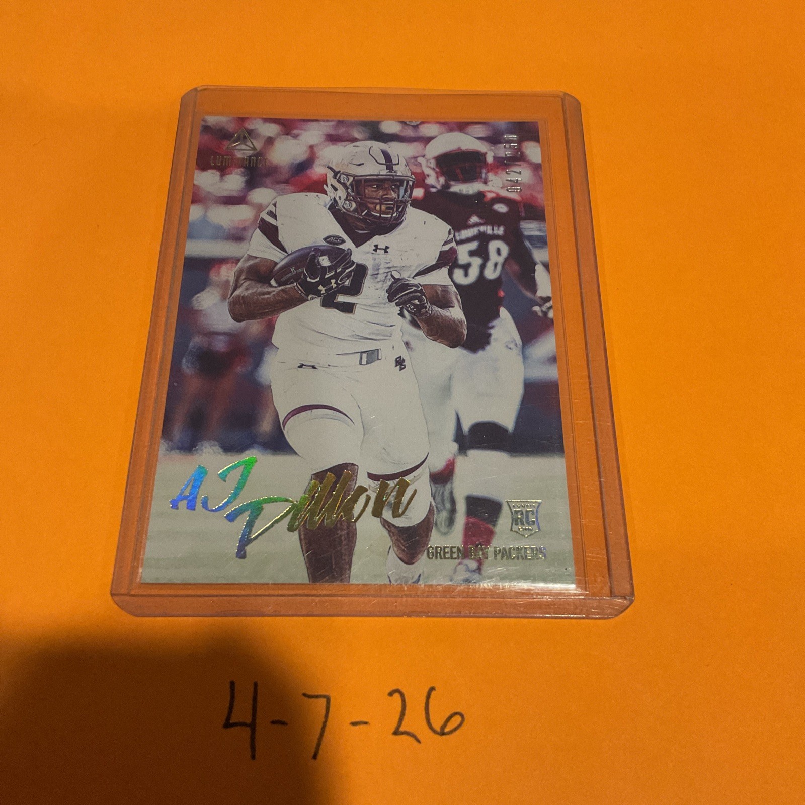 2020 Panini Luminance Rookies AJ Dillon #156 Rookie RC /250