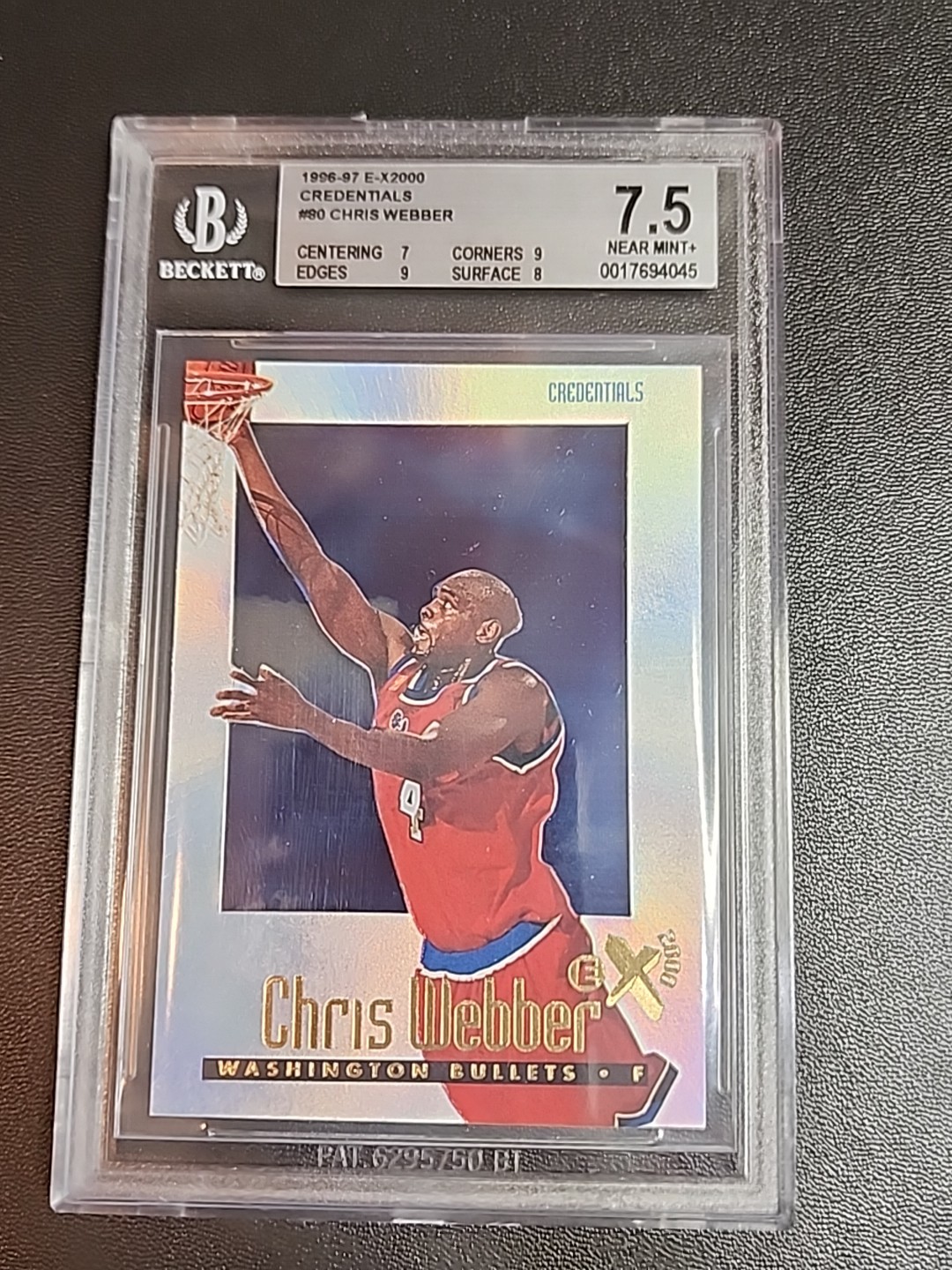 1996-97 E-X2000 Chris Webber #80 Credentials /499 BGS 7.5 NM-MT+
