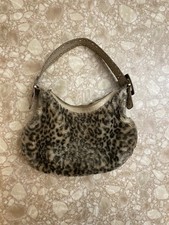 2004 vintage Kathy Van Zeeland Women's Leather Handbag Brown Leopard, Y2K Era
