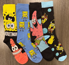 Brand New - One Size Fits Most - Spongebob Squarepants - 4 Pair Crew Socks