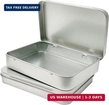 Hulless 2 Pcs Metal Hinged Tin Box Container Mini Portable Small Storage Contain