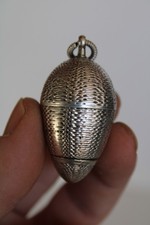Antique Egg Sterling Silver Chatelaine Thimble Holder & Thimble / Pomander ?