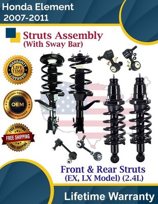 OE Front & Rear Struts W/Sway Bar For 2007-2011 Honda Element 2.4L Lifetime Warr