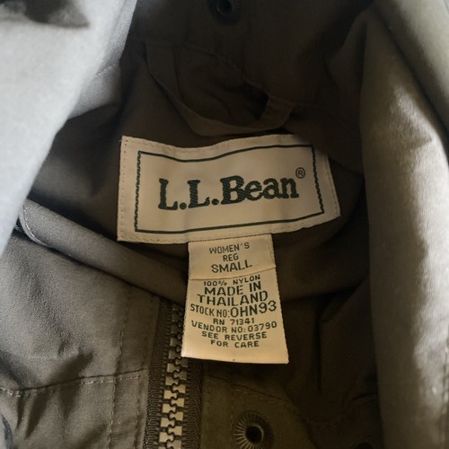 Vtg L.L. Bean Trench Rain Coat Womens Sz Small Olive Green Hooded - Picture 4 of 7