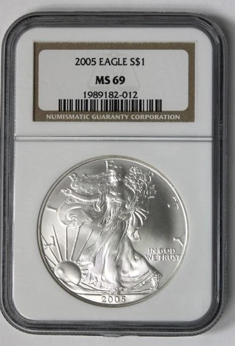2005 American Silver Eagle - NGC MS69 - Brown Label !!