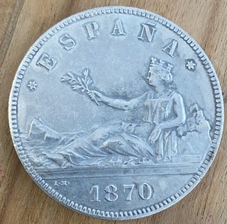 MONEDA ESPAÑA 5 PESETAS 1870 SNM GOBIERNO PROVISIONAL