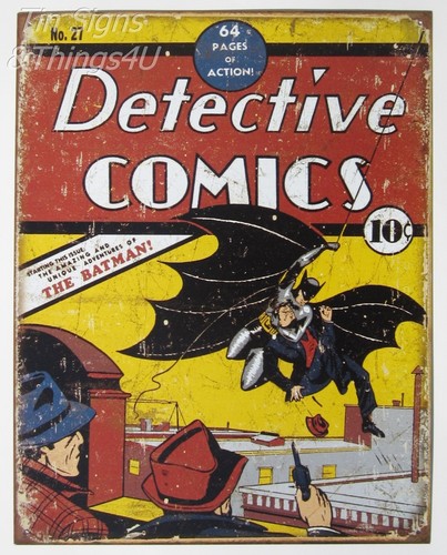 Detective Comics Cover 10¢ No.27 retro vtg The Batman TIN SIGN metal poster 1967 - Picture 2 of 2