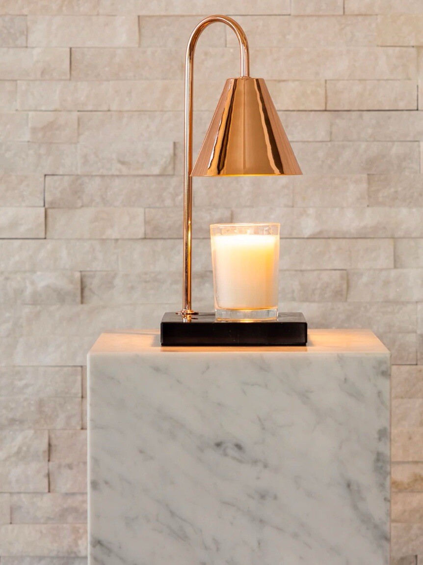 Glass Candle Warmer Lamp with Timer in Black - Includes Free Candle-image