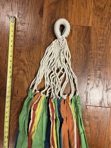 Bliss Striped Fabric Hammock Bag Hanging Kit Rope Loop Multicolored 40" Wide NEW - Picture 6 of 10