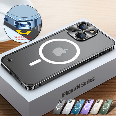 For iPhone 16 15 14 13 12 Pro Max Shockproof Case Mag Safe Magnetic Metal Cover