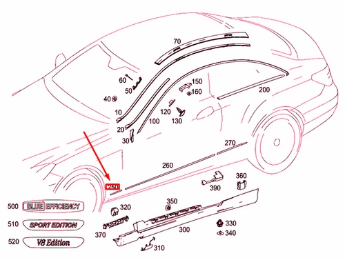 NEU MERCEDES-BENZ E C207 KOTFLÜGELZIERLEISTE VORNE LINKS A2078810132 OEM - Bild 9 von 10