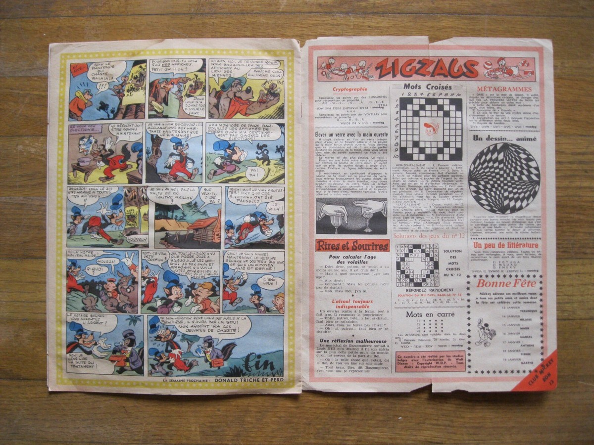 VTG 1951 MICKEY COMICS MAGAZINE~DONALD DUCK~IN FRENCH~WALT DISNEY