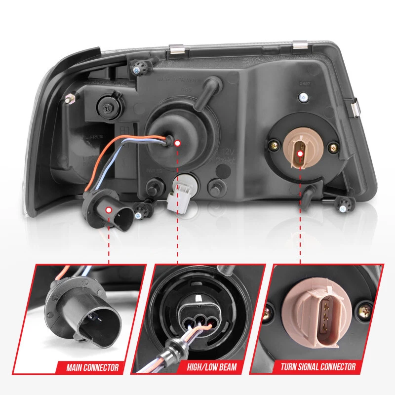 Faros de cristal ANZO para Ford Ranger 2001-2011 con barra de luz carcasa cromada Foto 2 de 4