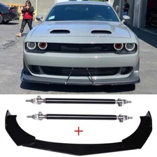 For Dodge Challenger SRT Hellact Coupe Front Bumper Lip Splitter + Strut Rods