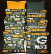 CORNHOLE BEAN BAGS made w GREEN BAY PACKERS fabric logo bags NEW 