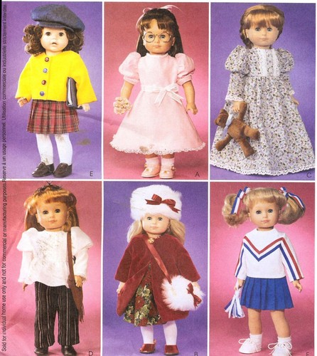 PATRÓN para Ropa de Muñeca 18 pulgadas McCalls 3900 camisón animadora sombrero años 70 hippie - Imagen 1 de 4