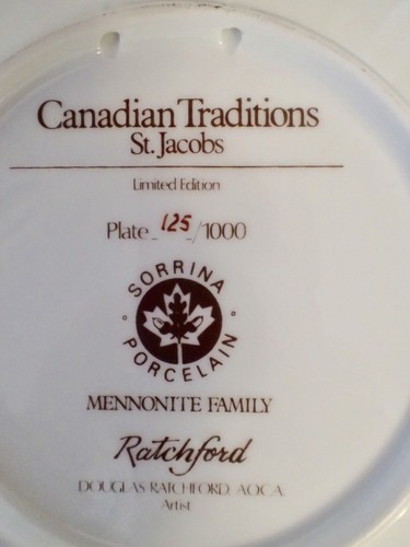 Canadian Traditions Mennonite Family Sorrina Porcelain Plate Douglas Ratchford - Picture 6 of 9