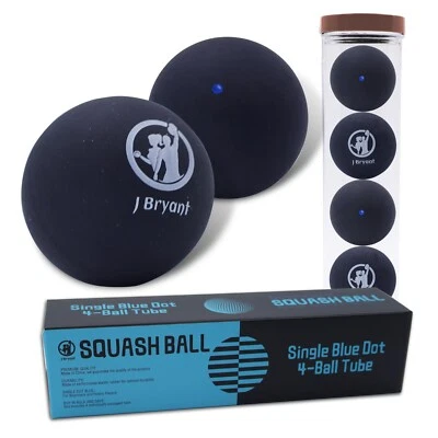 J BRYANT 4 Pack Squash Balls Single Blue Dot Rubber Squash Ball for Beginners Training