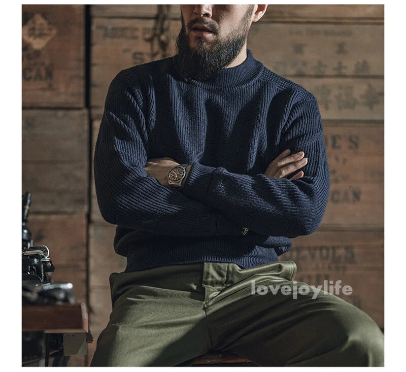 Bronson Vintage 1930s USN Woolen Sweater Winter Warm Thick Wool