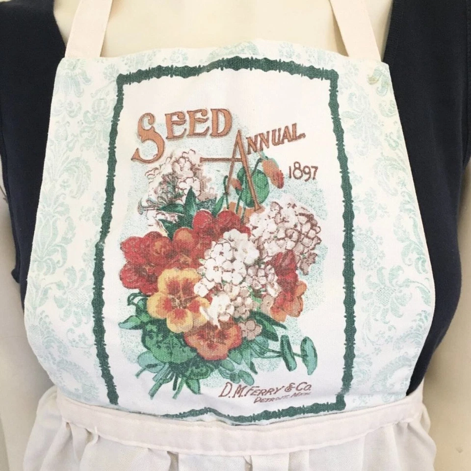 Vintage SMITHSONIAN Bib Apron Patch pockets Florals Kitchen Baking WOMEN'S SMALL - Image 4 of 4