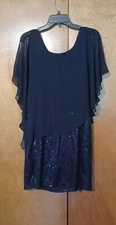 MSK women size 6 navy sequin cape dress