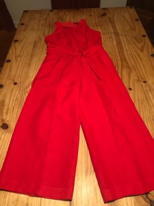 red linen jumpsuit