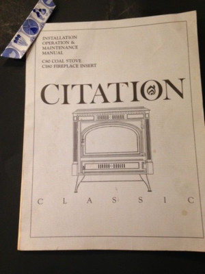 Citation C80 C180 fireplace coal stove manual installion and