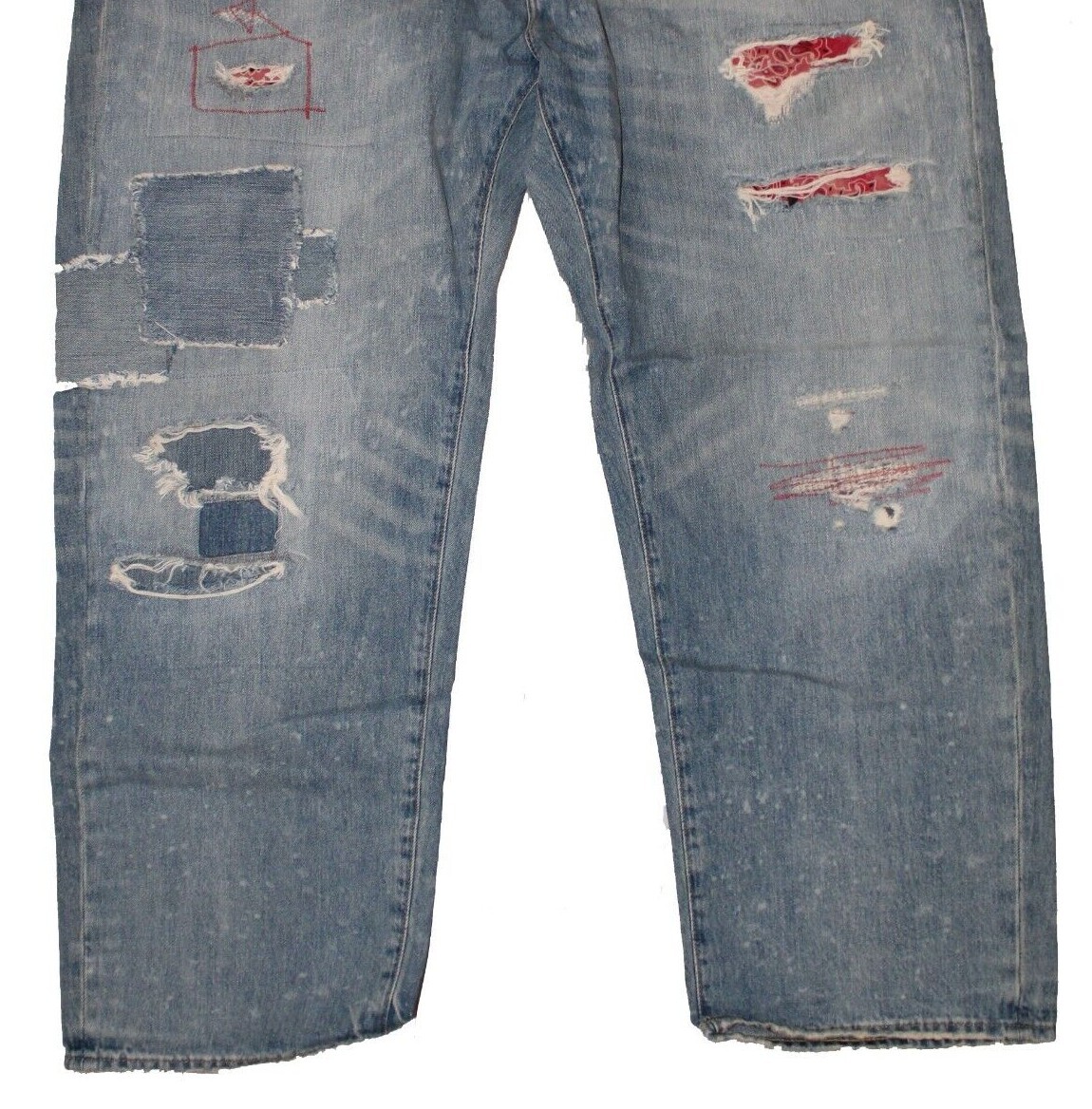 Polo Ralph Lauren Varick Slim Straight Patchwork Bandana Distressed