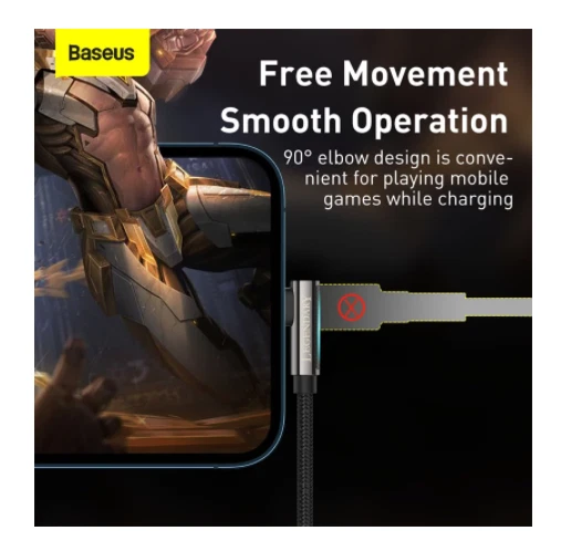 Baseus Mobile Games Gaming Strong Angled Connector Cable Charger For iPhone - Image 4 of 4