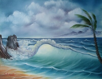 ORIGINAL OIL PAINTING - Turbulent Sea by SP Soni