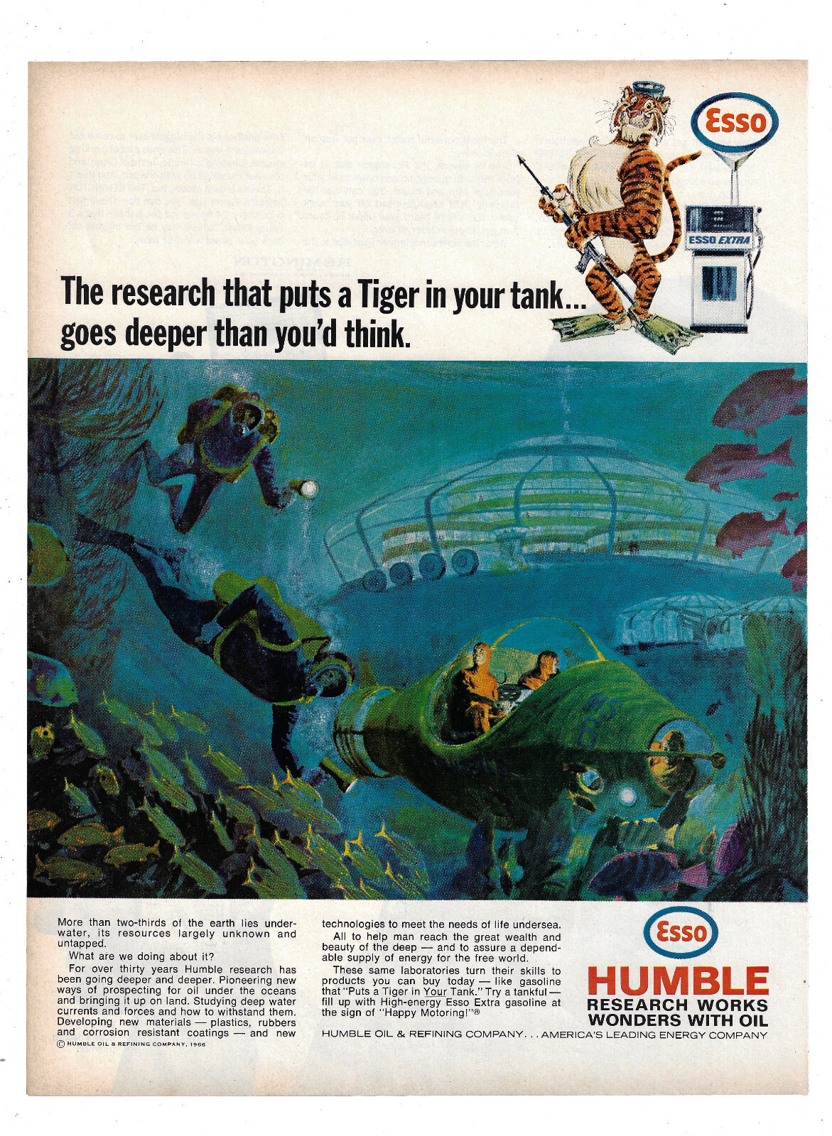 Esso Print Ad Gasoline Advertising Tiger Tank Humble Oil Co Vintage ...