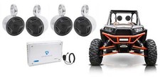 4 Rockville 5.25" Tower Speakers 4-Ch Amplifier For Polaris/ATV/UTV/RZR/CART