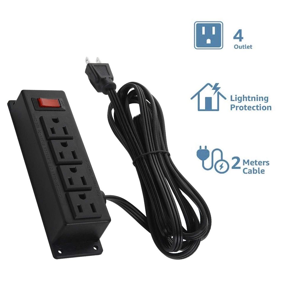 Wall Mount Power Outlet Strip, 4 Outlet Mountable Power Strip with