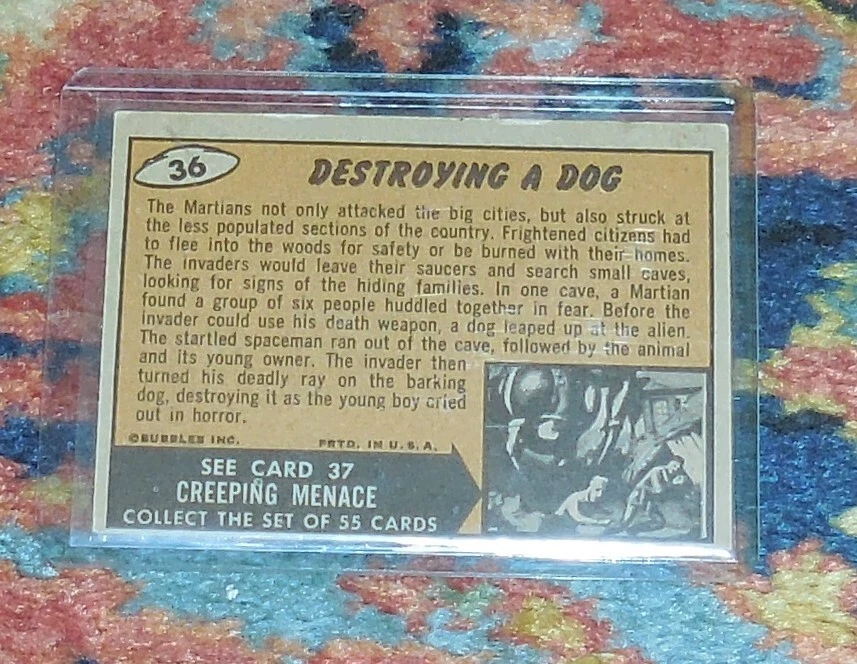 Mars Attacks - 1962 - Nr. 36 - DESTROYING A DOG - VG/EX - RARITÄT - ANSEHEN! - Bild 2 von 2
