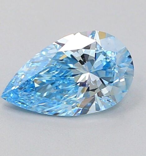 IGI Certified 0.55Ct Pear Lab Grown CVD Diamond Fancy Vivid Blue Color VS2 - Picture 9 of 12