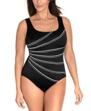 Swim Solutions Longitude Long Torso Tummy Control OnePiece Swimsuit Black 10 NWT