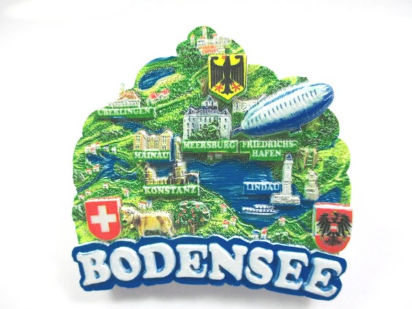 Bodensee Poly Magnet Souvenir Germany Lindau Mainau Konstanz Meersburg ...-image