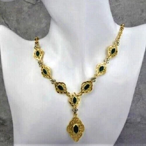 COLLANA FINE'800 GIADA, BRILLANTI,LEGA ORO GIALLO/ARGENTO, PENDENTE CM.6 GR.35ca - Immagine 4 di 4
