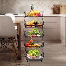 5 Etagen Regalwagen Obst Gemüse Aufbewahrungskorb Stapelbar Küchenregal