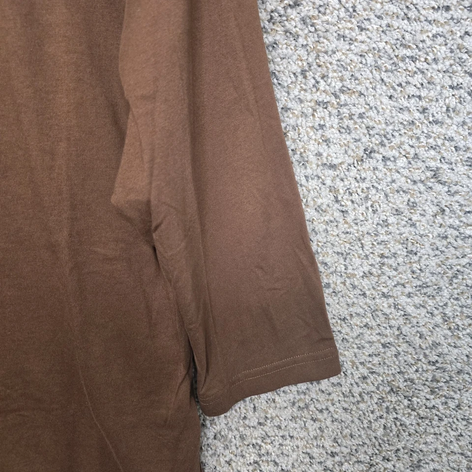 Camiseta Bob Mackie Usable Art Top Mujer Mediana Marrón Bordada Manga 3/4 Foto 2 de 4