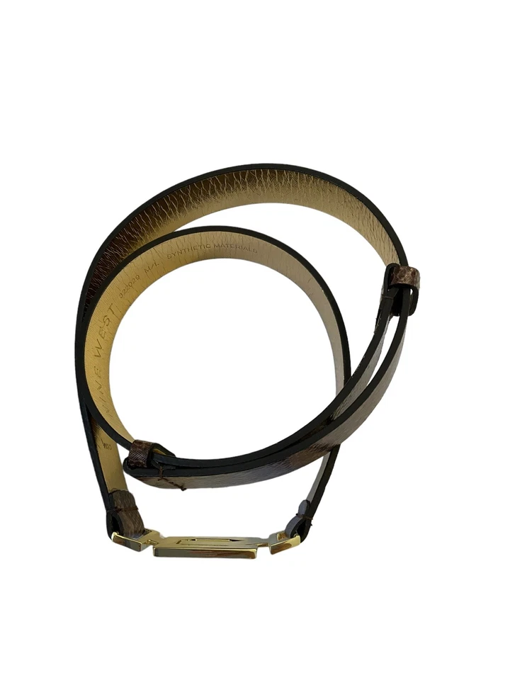 Nine West 合成皮革皮带可调节金色扣 M/L #10•4 — 第 3/4 张图片