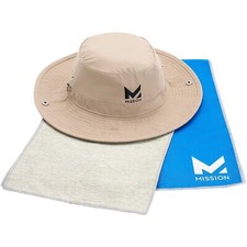 MISSION Cooling Bucket Hat w UPF 50 2 MAX Cooling Towels Khaki