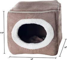 SMALL PET Cozy Cave Enclosed Cube Pet Bed - Light Coffee,Medium
