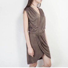 Halston Heritage Brown Shimmer Holiday Drape Dress 0