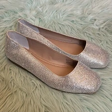 INC International Concepts Shoes Big Girl Size 5 Silver Sparkly Ballet Flats NEW