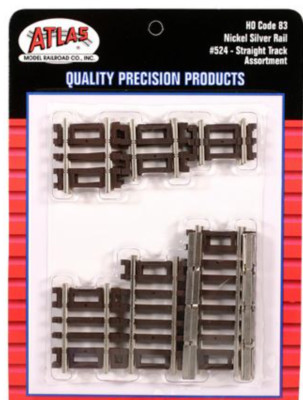 Atlas HO Scale ~ New 2024 ~ Code 83 ~ Assortment Straight Track ~ 12 Pcs ~ 524