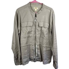 Maeve For Anthropologie Lightweight Utility Jacket Linen Blend Full Zip Womens L